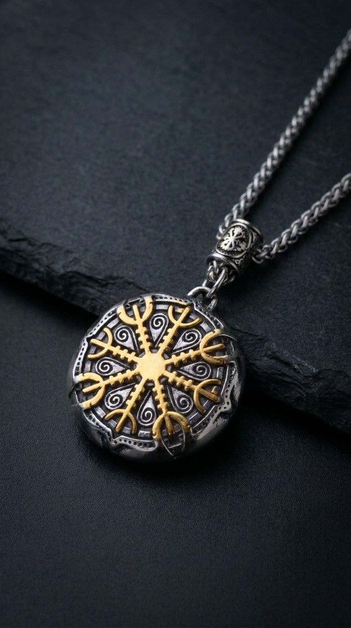 Medallón Vegvisir Espiral — El Cosmos en Movimiento