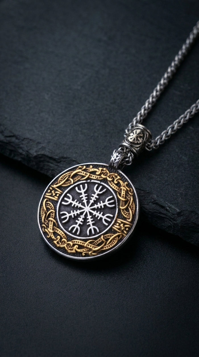 Medallón Vegvisir — La Brújula Vikinga(Dorado)